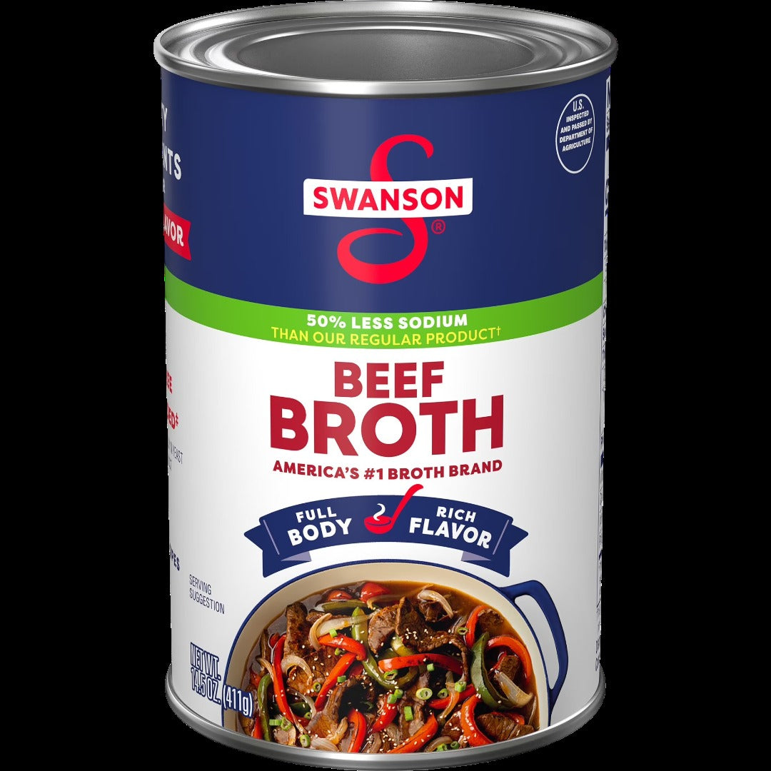 100% Natural 50% Less Sodium Beef Broth