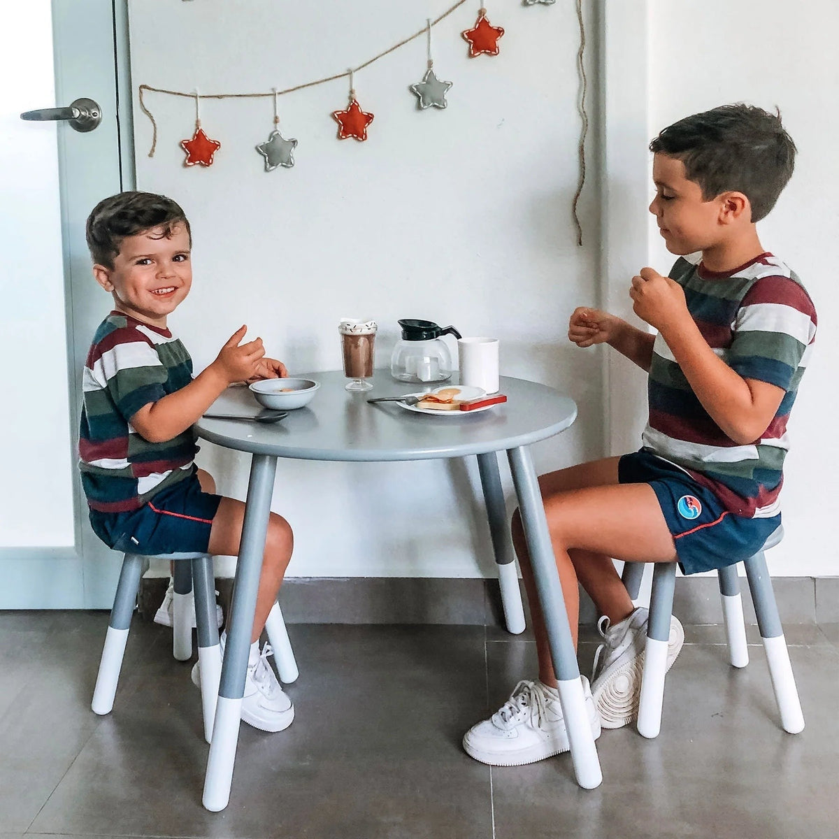 Scandi Table And Chair Set - Grey/White