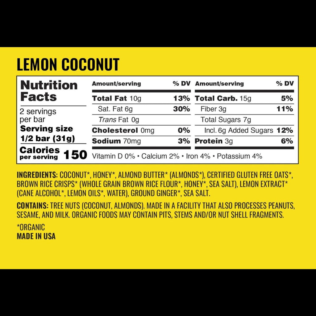 Organic Granola Bars - Lemon Coconut (12 CT)