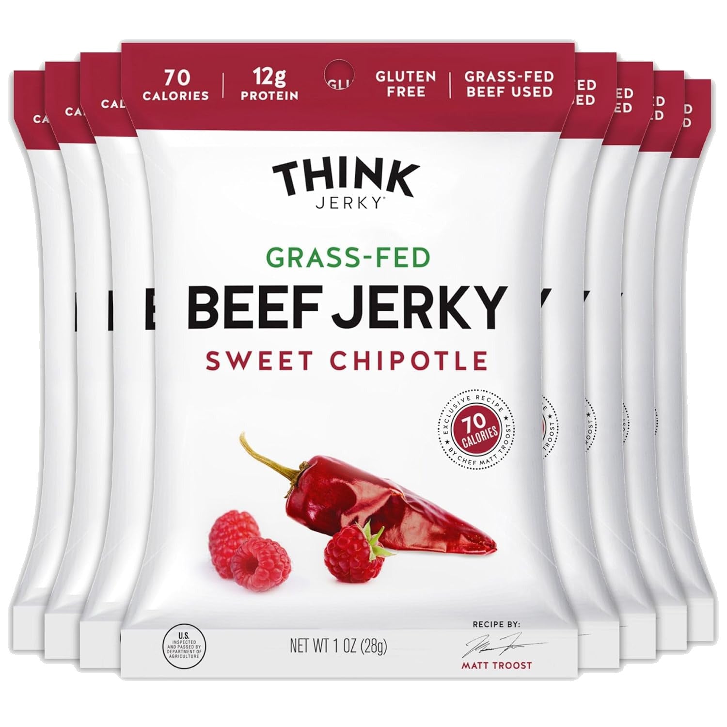 Sweet Chipotle Beef Jerky Grass-Fed ( 8 Pack)