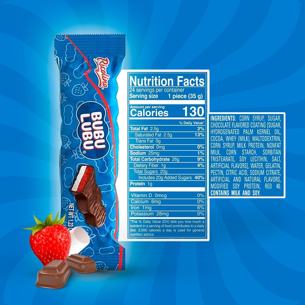 Ricolino Bubu Lubu - Chocolate Marshmallow Strawberry Gummy (24 CT)