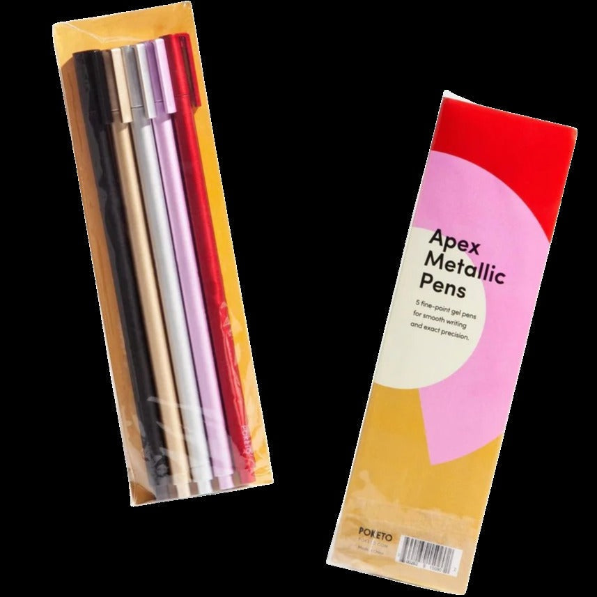 Apex Pens Pack in Metallic with black ink, Set of 5