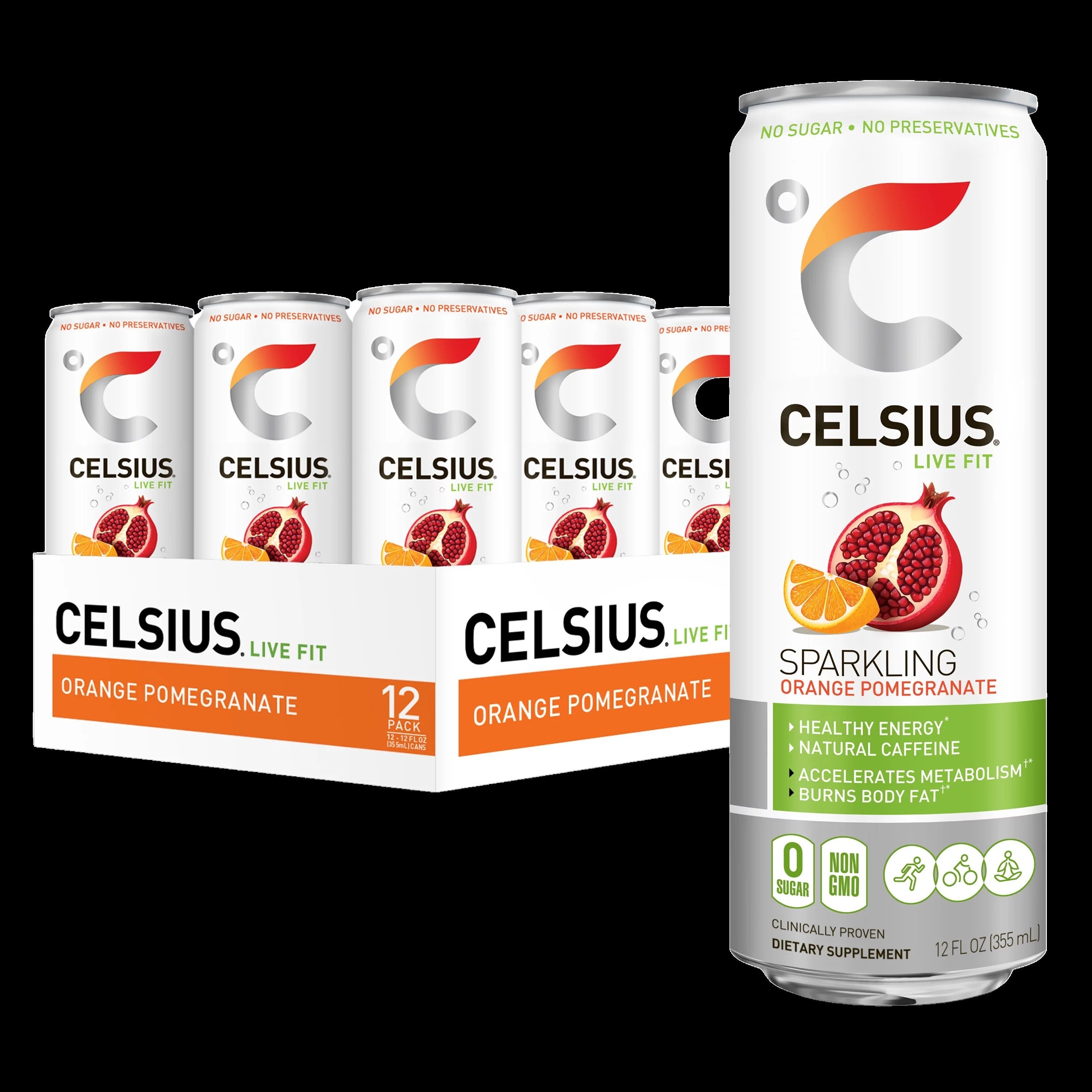 Orange Pomegranate Sparkling Water (12 Pack)