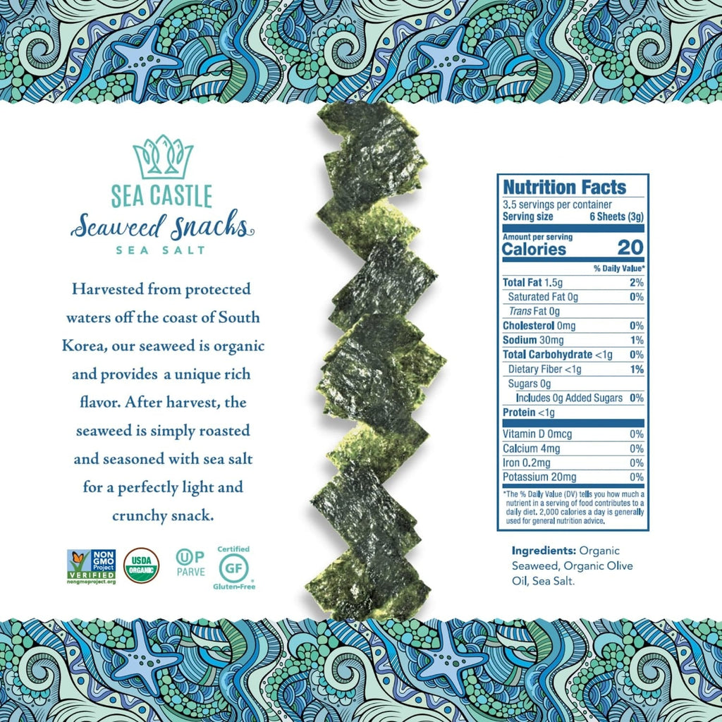Organic Roasted Seaweed With Sea Salt (12 Pack)