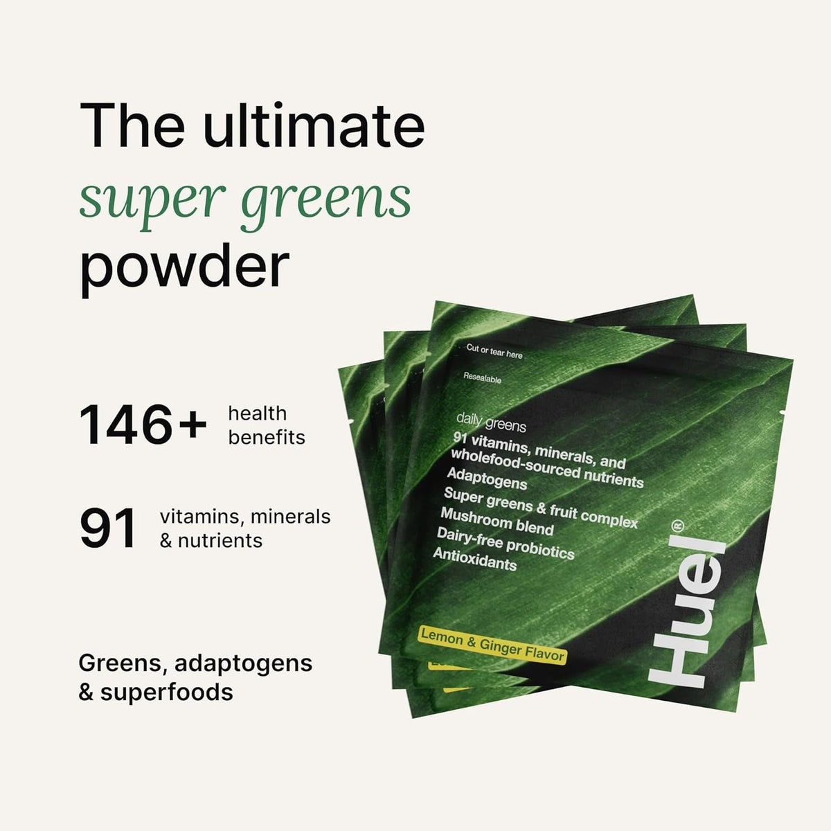 Daily Greens Superfood Drink - Lemon And Ginger (12 CT)