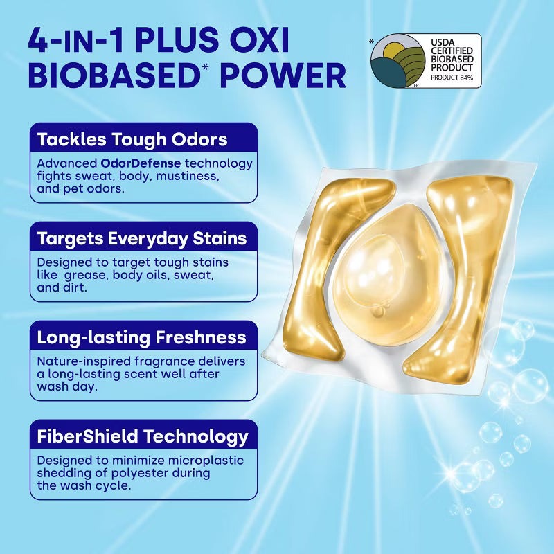 4-in-1 (Plus Oxi) Free & Clear Biobased Power Laundry Detergent Pods (63 CT)