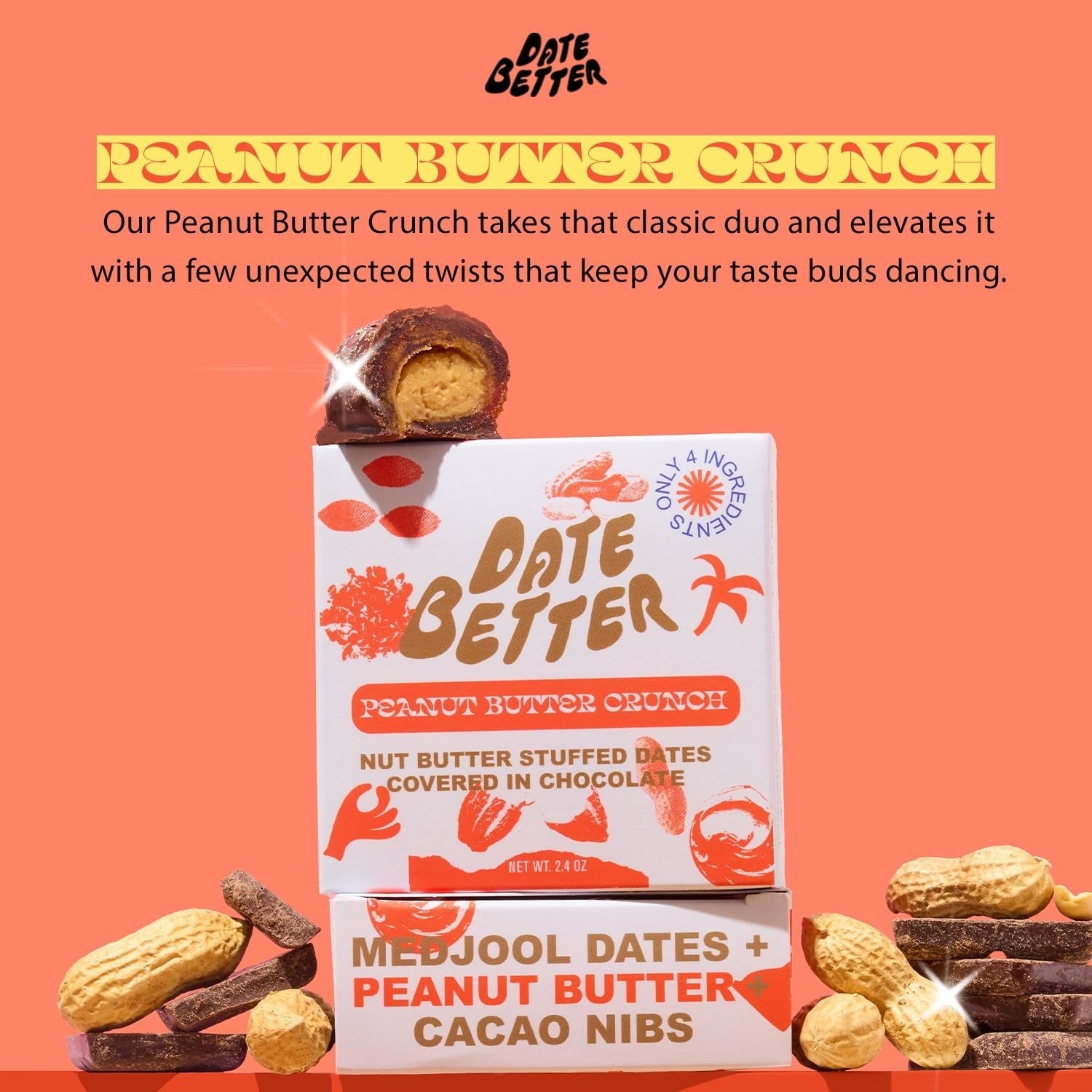 Peanut Butter Crunch Stuffed Dates