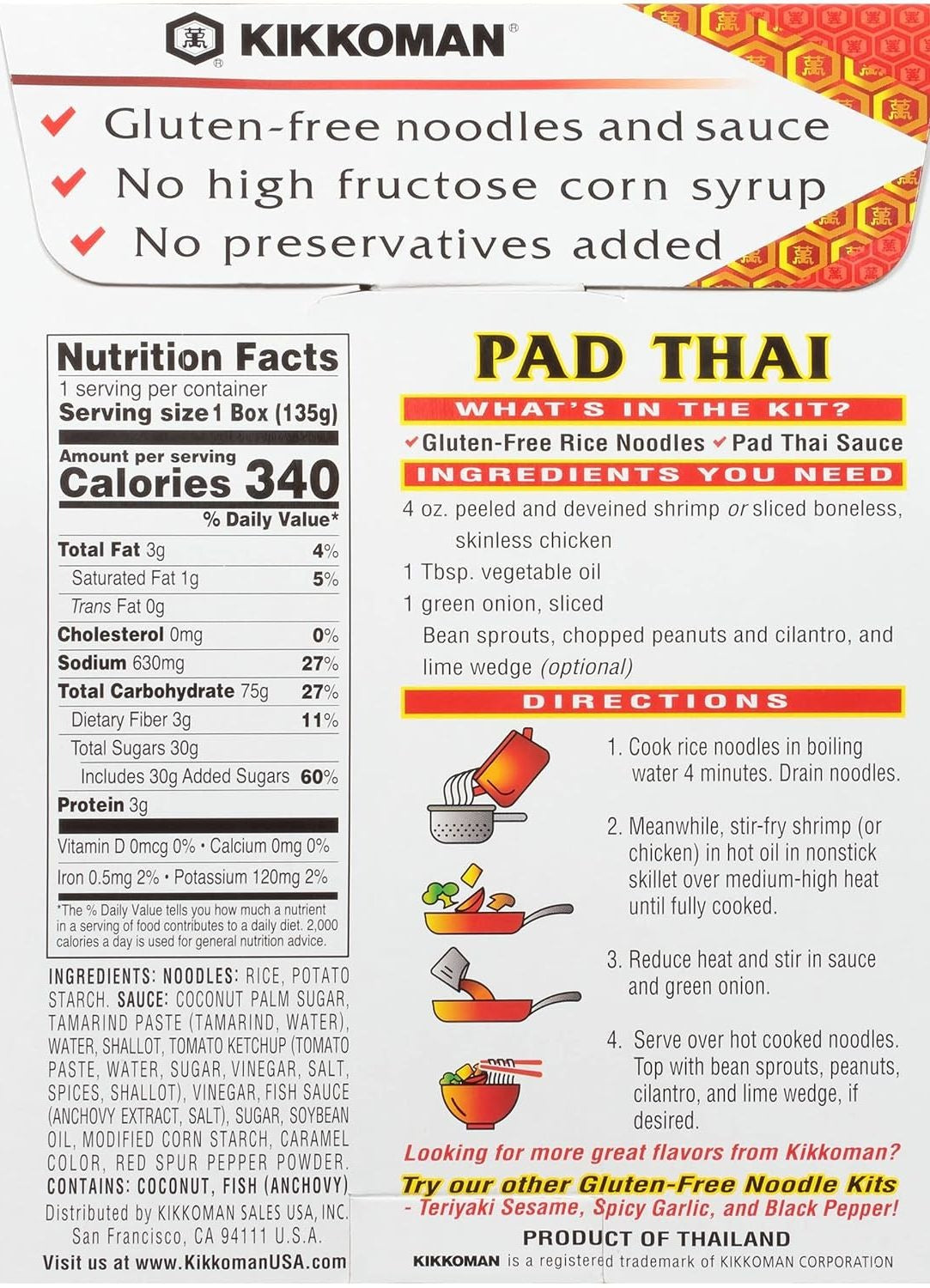 Pad Thai Noodle Kit With Sauce Family Size (6 Pack)