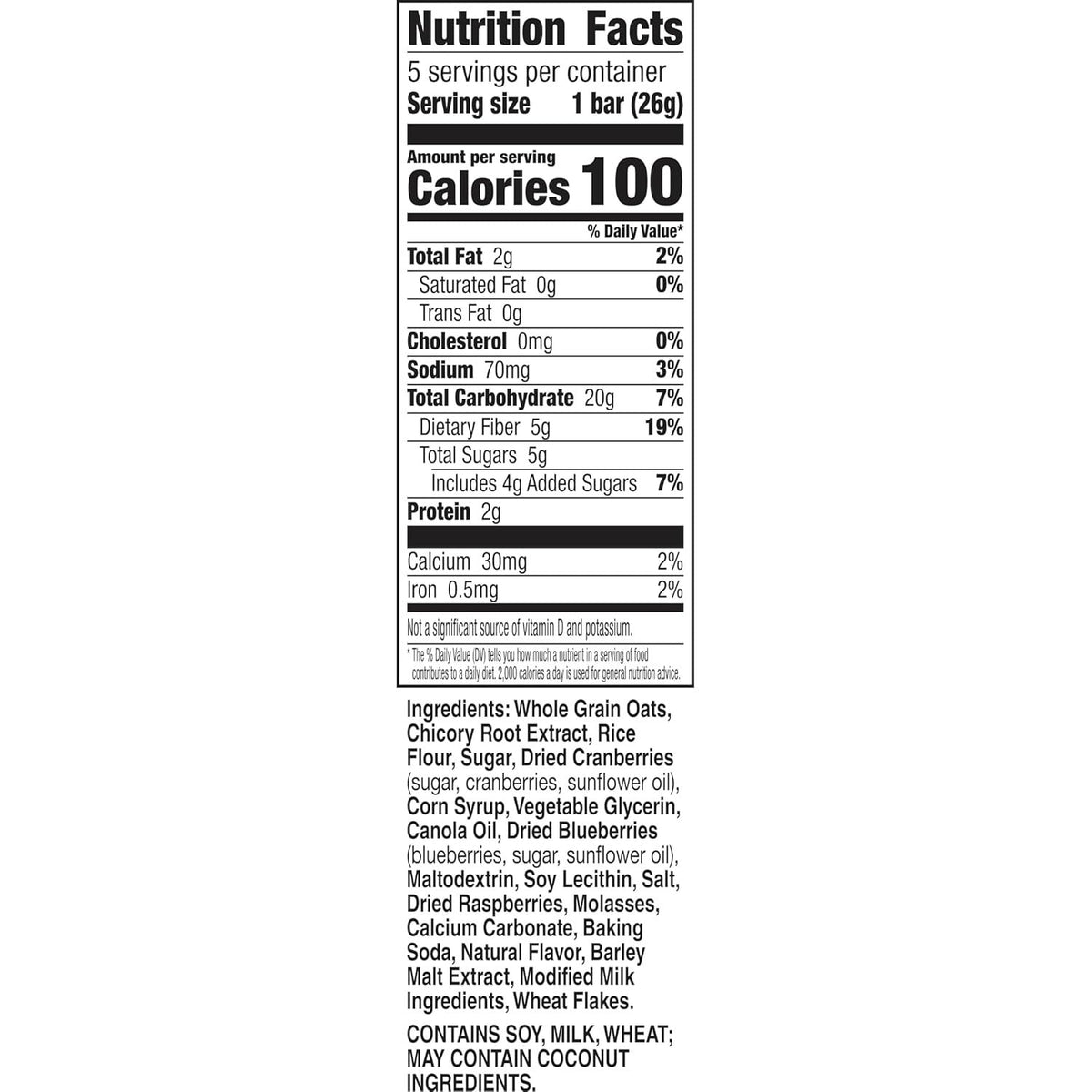 Peanut-Free Chewy Granola Bars - Mixed Berry (5 CT)
