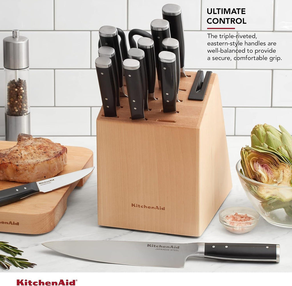 Gourmet 13-Piece Triple Rivet Knife Block Set - Matte Gray