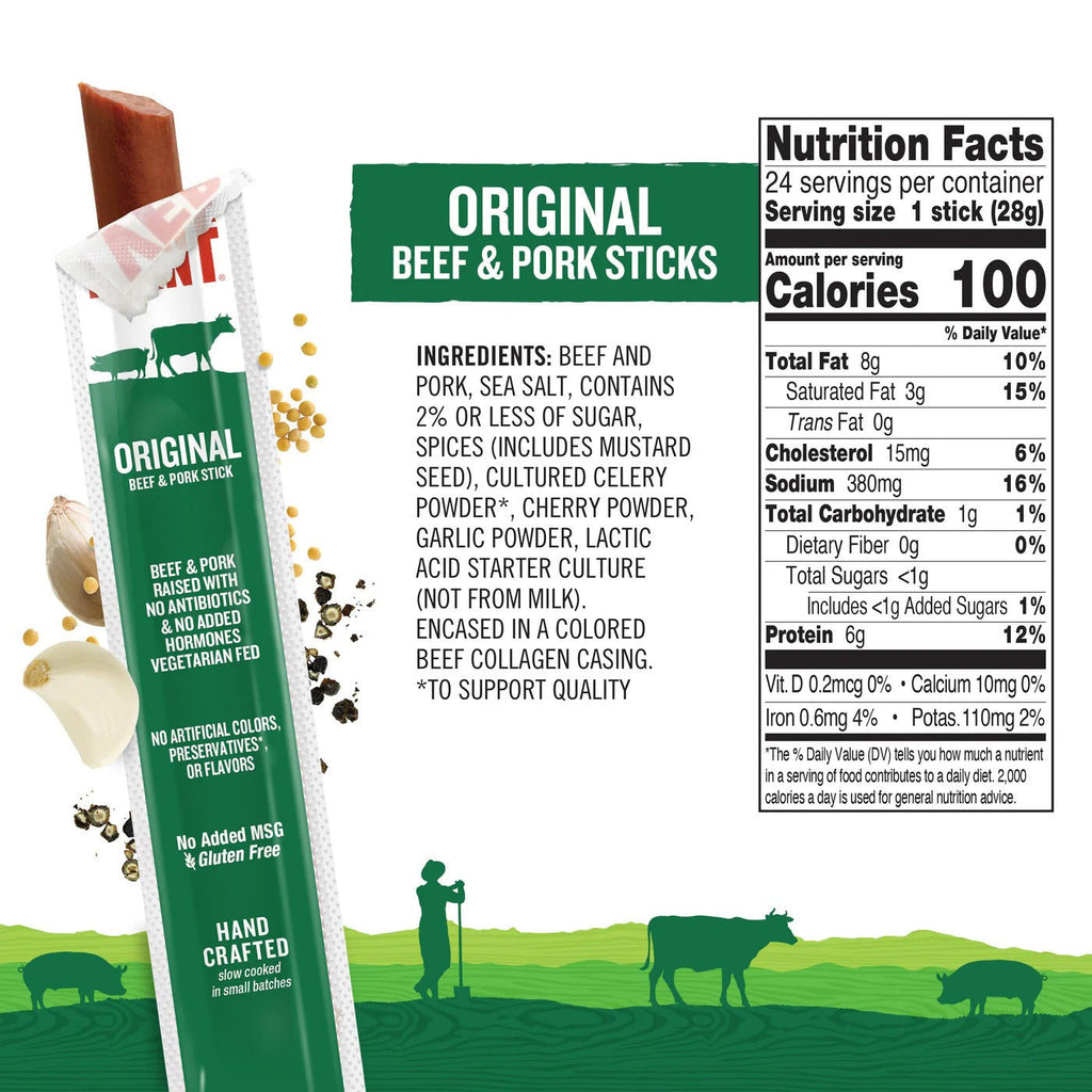 Original Smoke and Cure Beef & Pork Sticks (24 CT)
