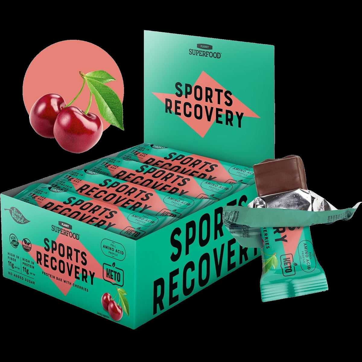 Planet Superfood Sports Recovery - Cherry Protein Bars (12CT)