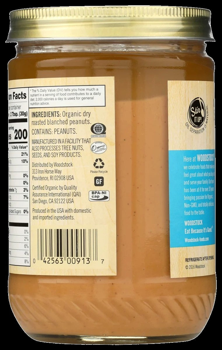 Organic Peanut Butter Smooth Unsalted