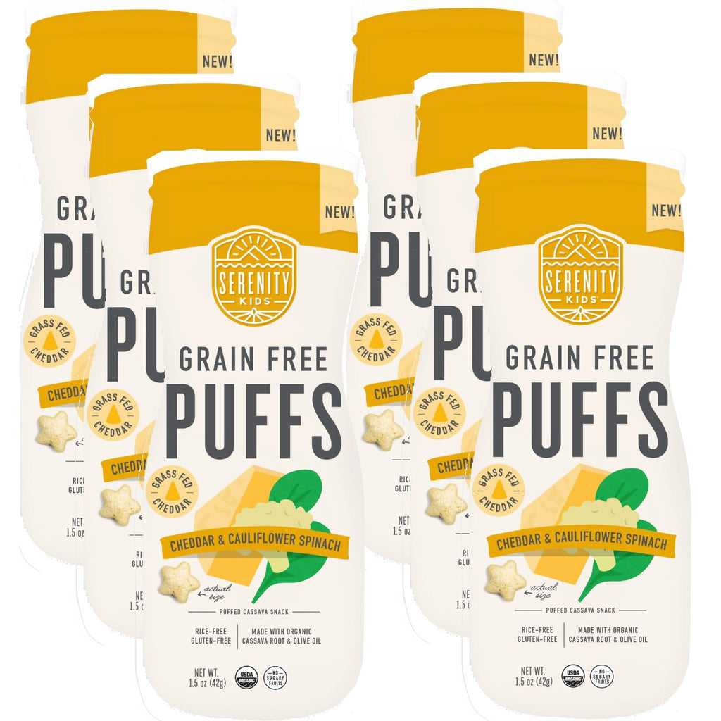 Cheddar & Cauliflower Spinach Puffs Baby & Toddler Snacks (6 Pack)