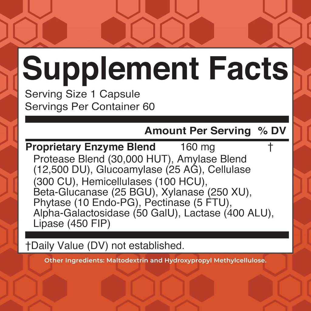 Enzymes Gluten Digestive Dietary Supplement - 60 Tablets