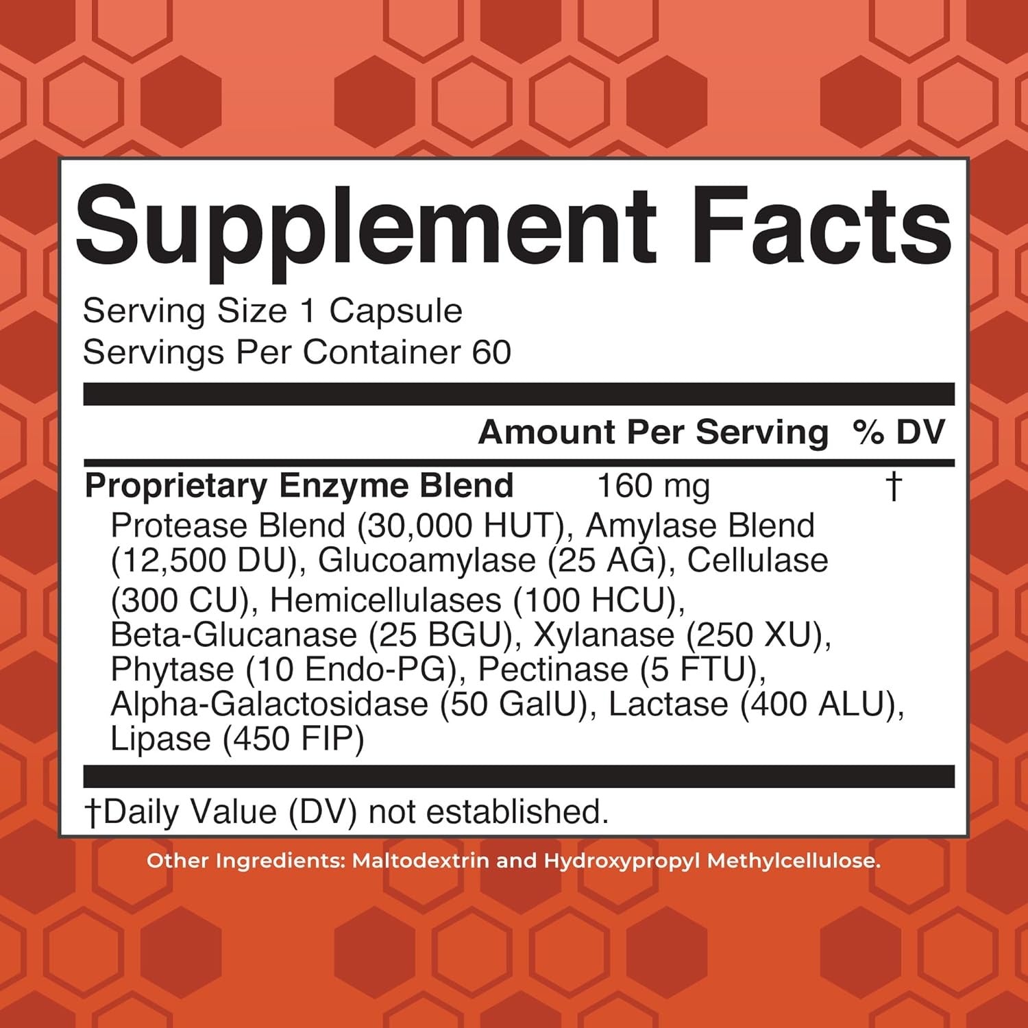 Enzymes Gluten Digestive Dietary Supplement - 60 Tablets