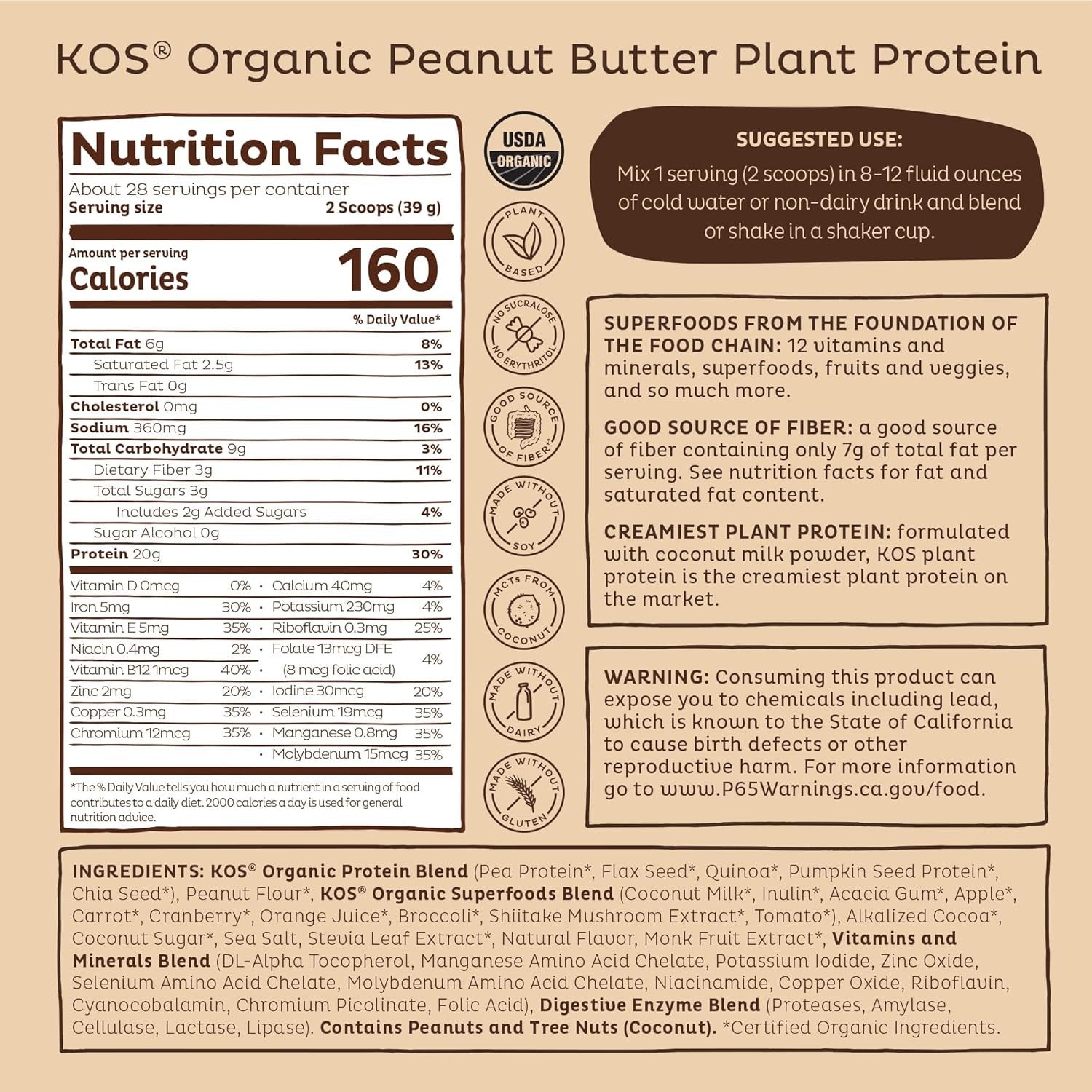 Organic Plant Protein Powder -Chocolate Peanut Butter