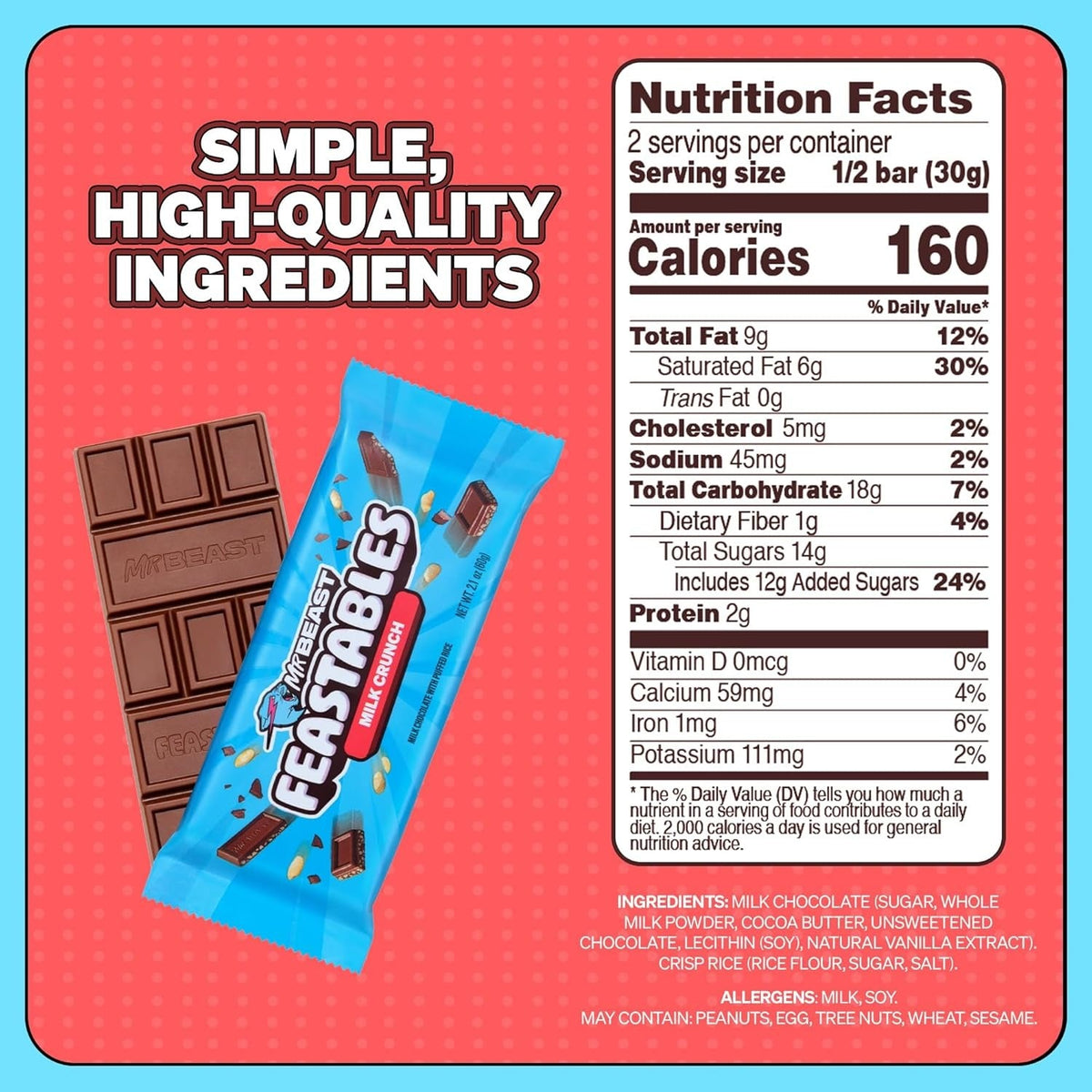Milk Crunch Chocolate Bar (10 CT)