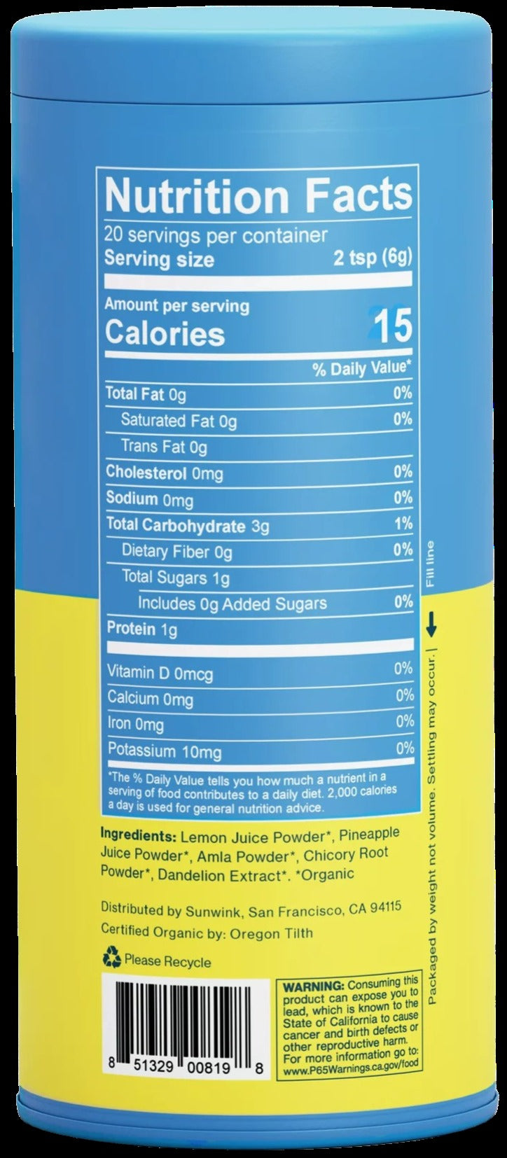 Organic Digestion Lemonade Superfood Mix Dietary Supplement