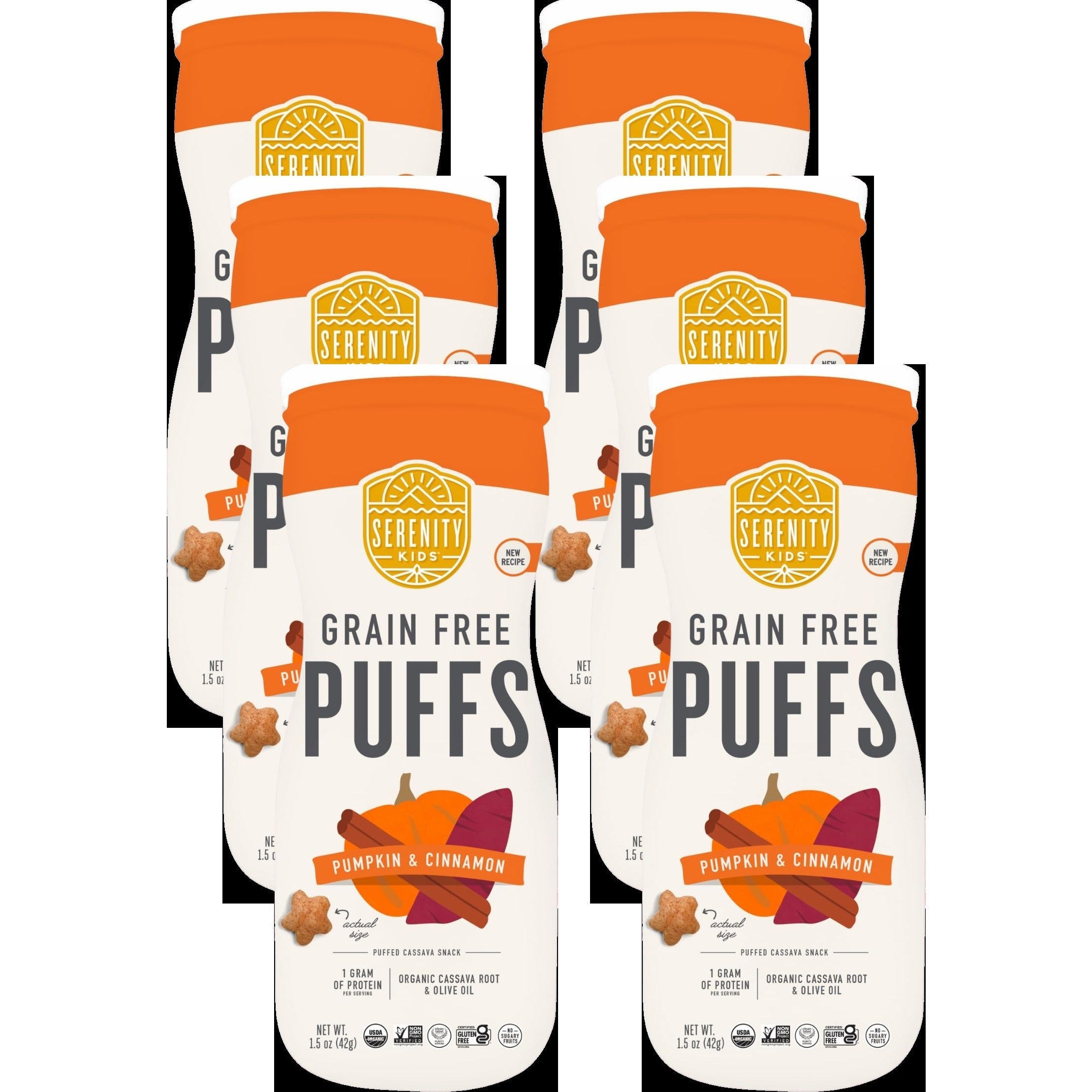 Pumpkin & Cinnamon Grain Free Puffs Baby & Toddler Snacks (6 Pack)
