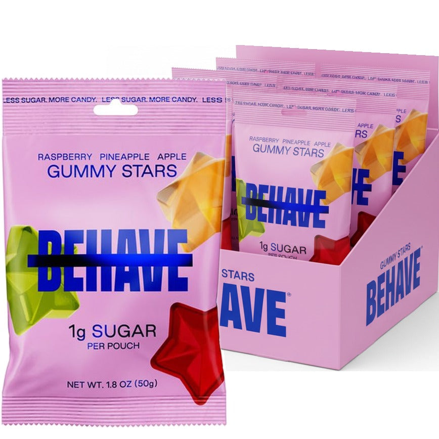 Behave Raspberry, Apple, & Pineapple Gummy Stars (6 Pack)