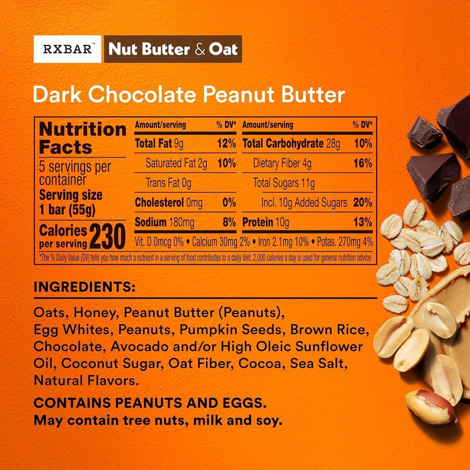 Nut Butter & Oat Dark Chocolate Peanut Butter Protein Bars (5CT)