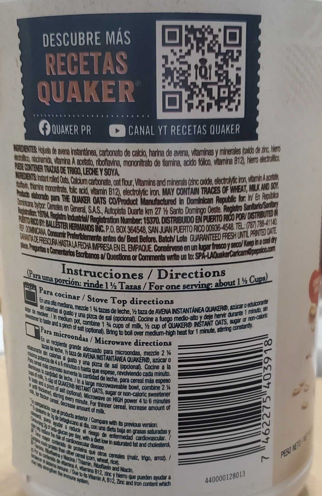Instant Oats With Iron