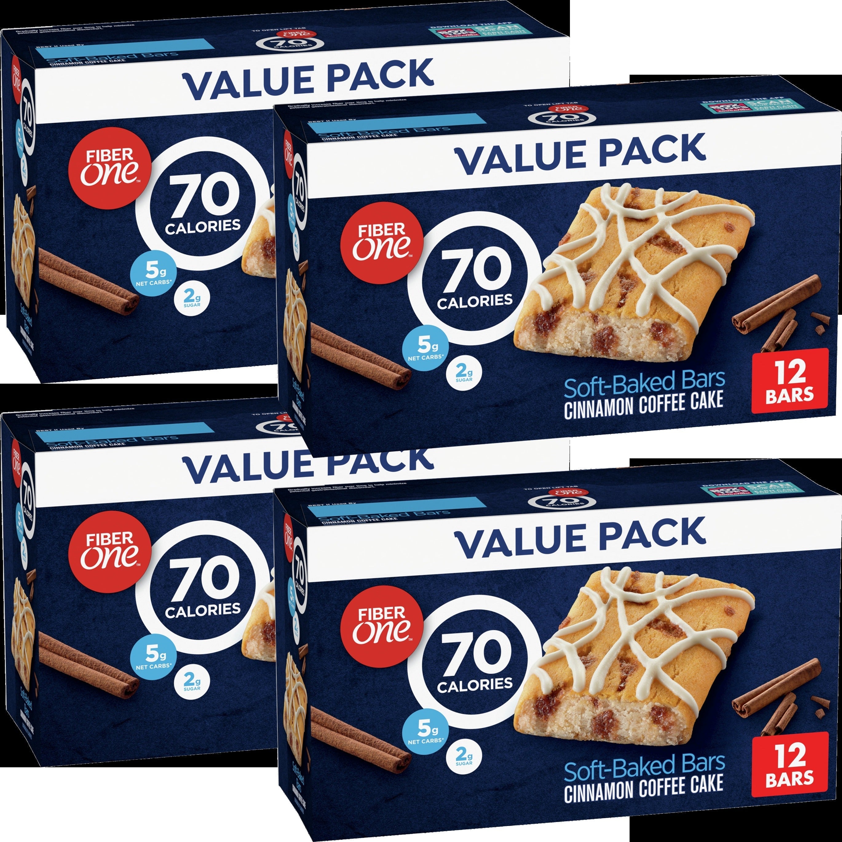 Baked Bars Cinnamon Coffee Cake (4 Pack of 12 CT)