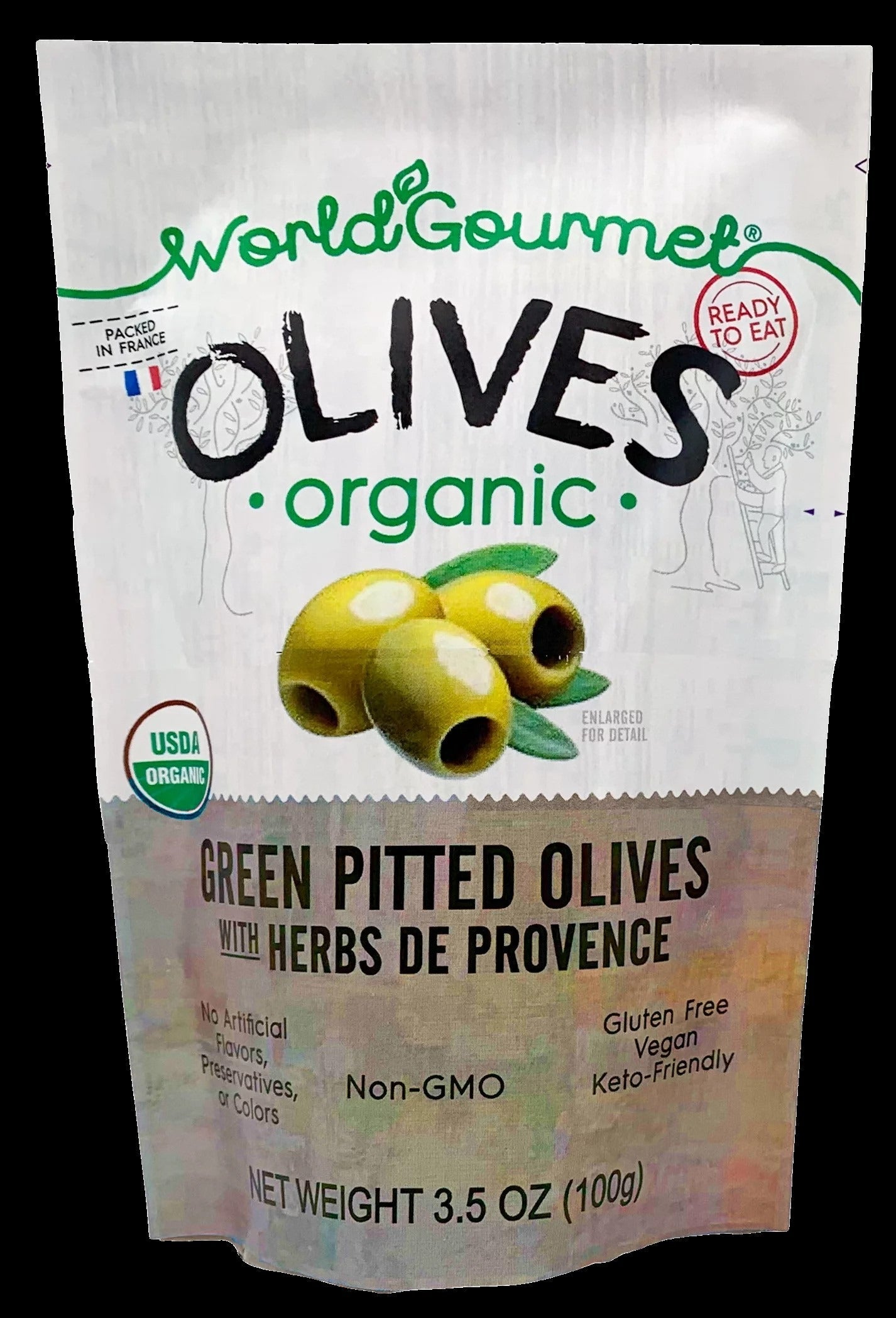 Organic Pitted Green Olives with Herbs de Provence