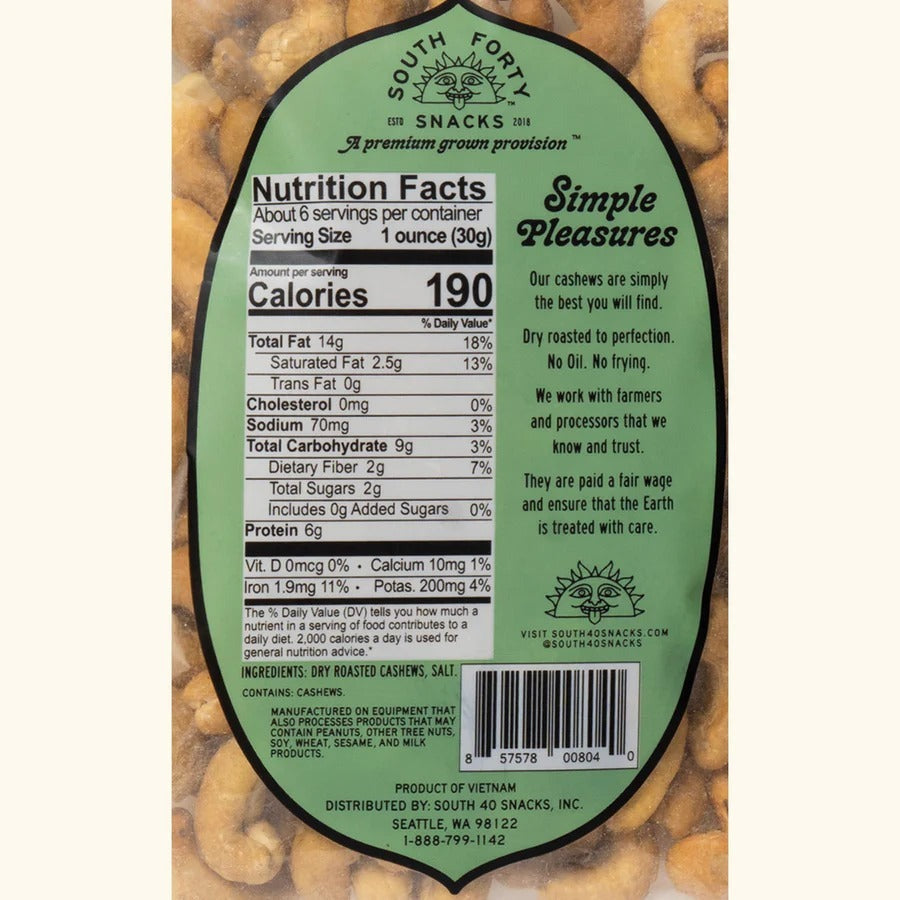 Dry Roasted Giant-Sized Cashews