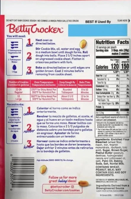 Peanut Butter Snack Size Cookie Mix