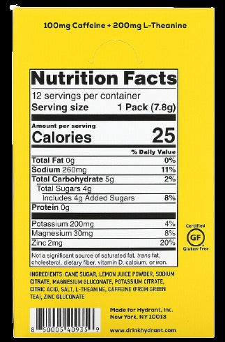 Hydration Caffeine Lemon 30Pk
