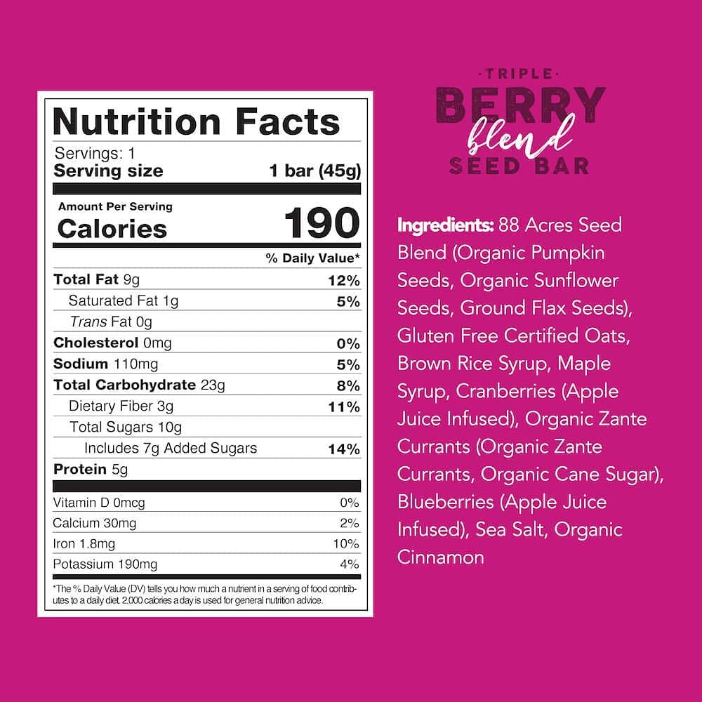 Case Pack of 9 Triple Berry Seed Bar