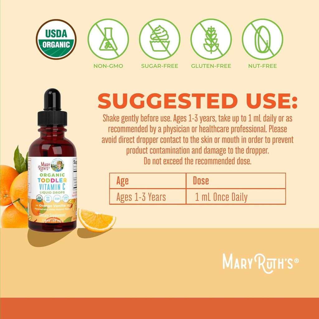 Organic Toddler Vitamin C Drops - Orange Vanilla