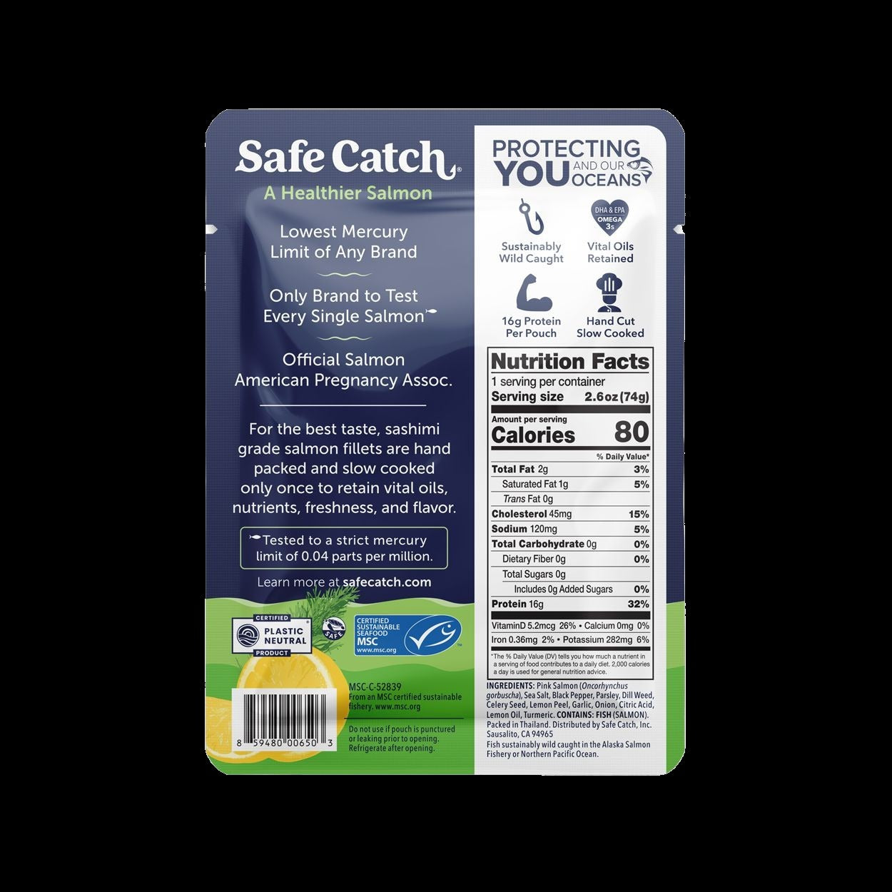 Citrus Dill Skinless & Boneless Wild Pacific Pink Salmon (12 Pack)