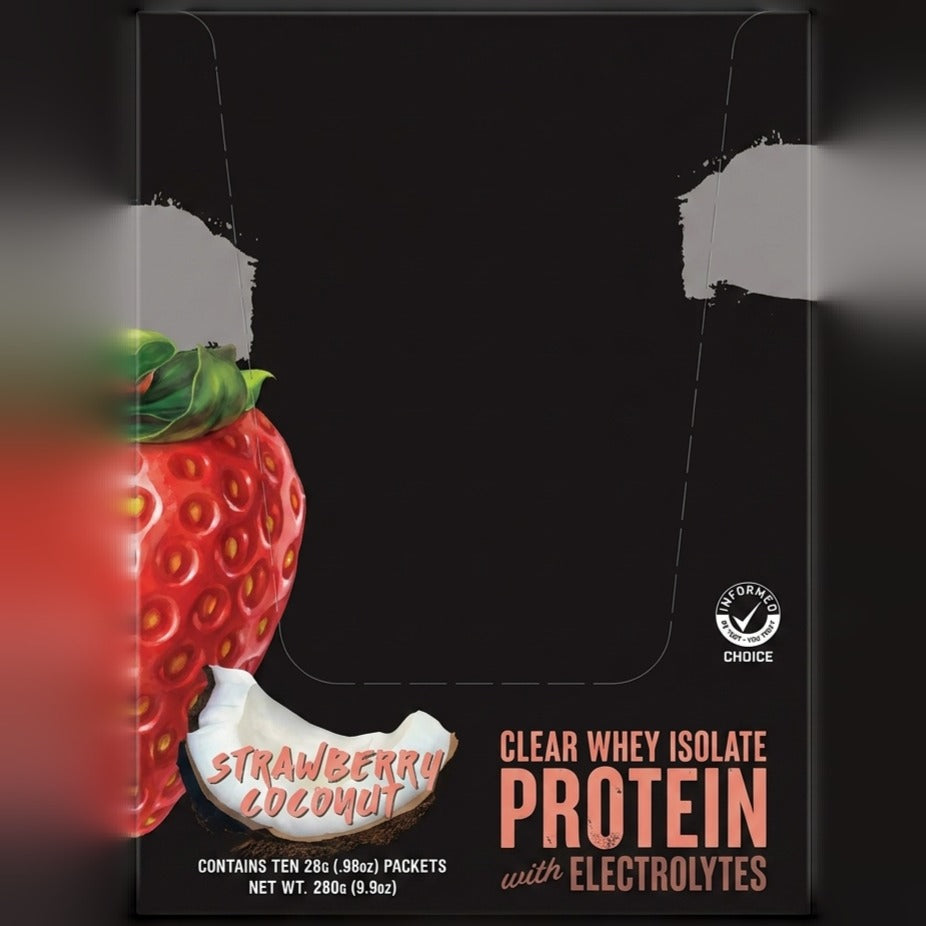 Clear Whey Isolate Protein with Electrolytes - Strawberry Coconut (10 CT)