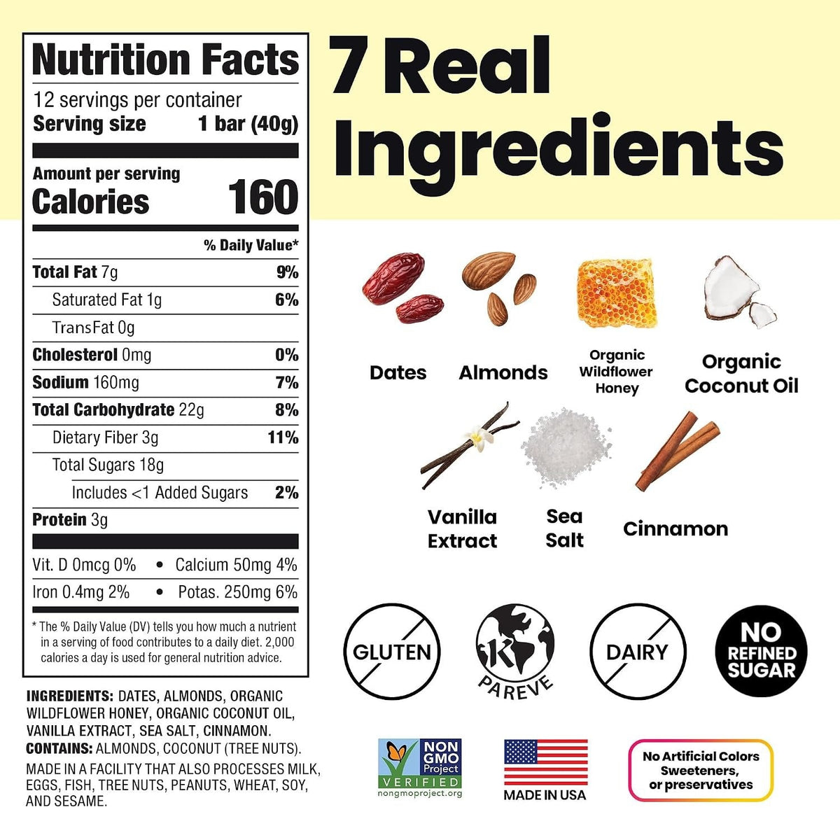 Honey Cinnamon Date & Almond Snack Bars (4 Pack)