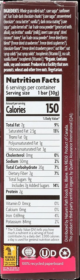 Organic Dark Chocolate & Red Berries Granola Bars 6Pk