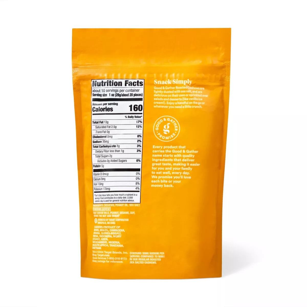 Roasted Whole Cashews Lightly Salted