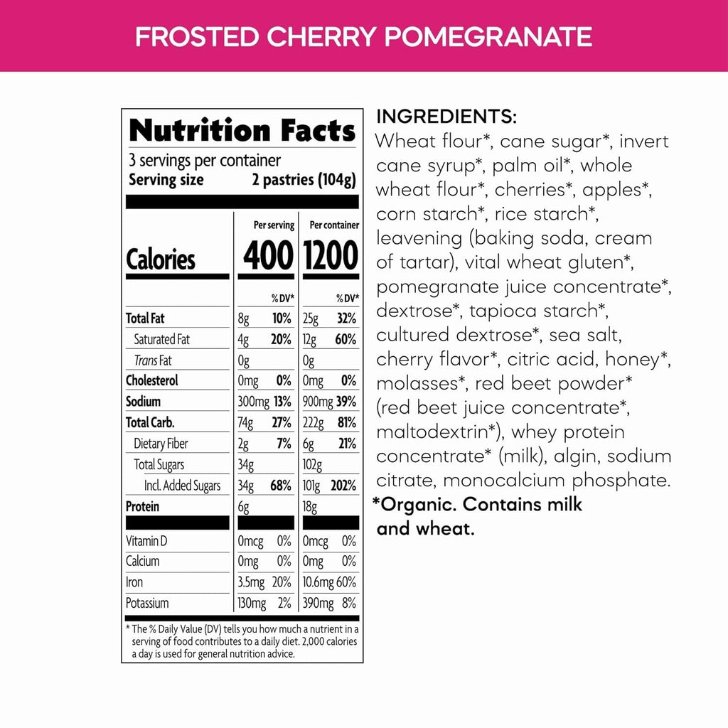 Organic Frosted Cherry Pomegranate Toaster Pastries