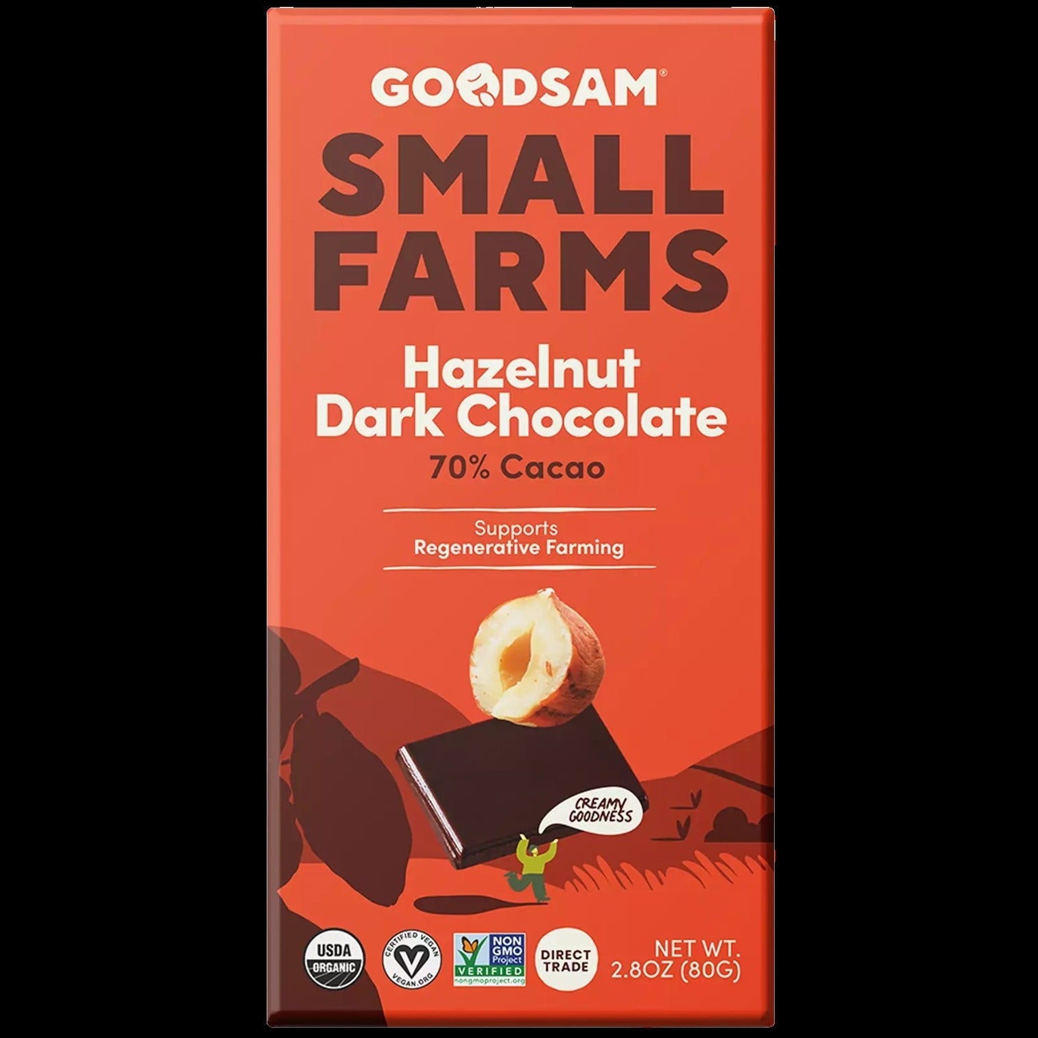 Organic Hazelnut 70% Dark Chocolate Bar
