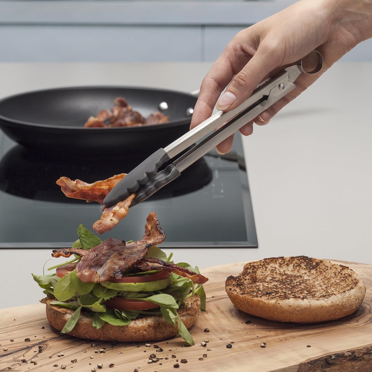 Silicone Cook's Tongs - Dark Grey