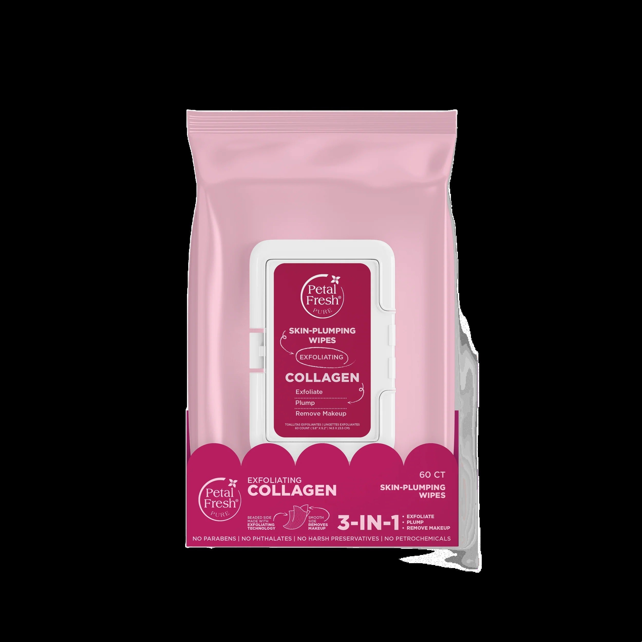 3-In-1 Skin Plumping Collagen Exfoliating Wipes (4 Pack)