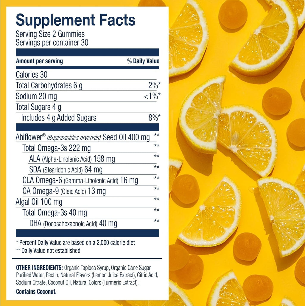 Vegan Omega 3 Adult Gummies - Fresh Lemonade (60 Tablets)