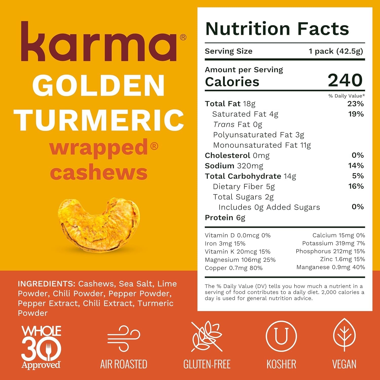Golden Turmeric Wrapped Cashews (12 CT)