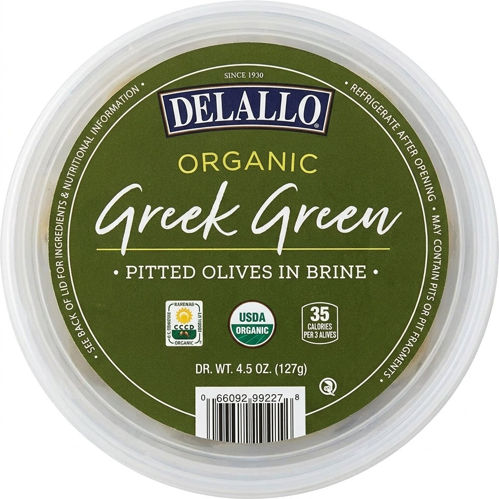 Organic Pitted Greek Green Olives in Brine