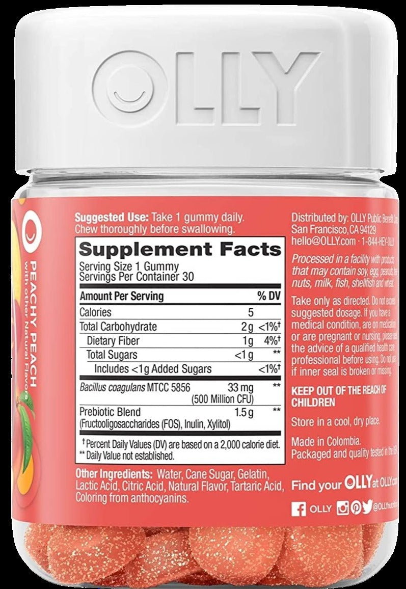 Probiotic & Prebiotic Gummies Peach 30Ct