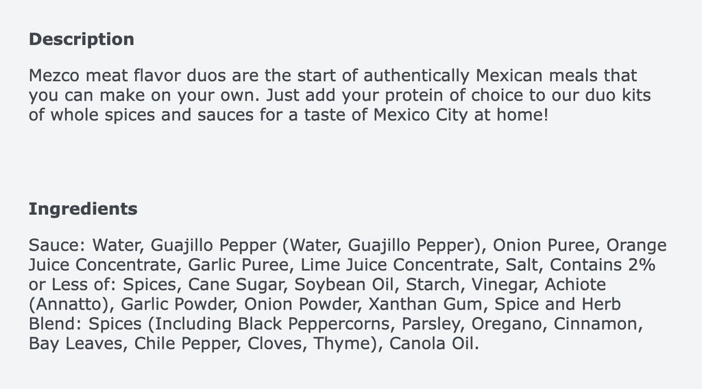 Mezco Carnitas Flavor Duo Sauce + Spice & Herb Blend