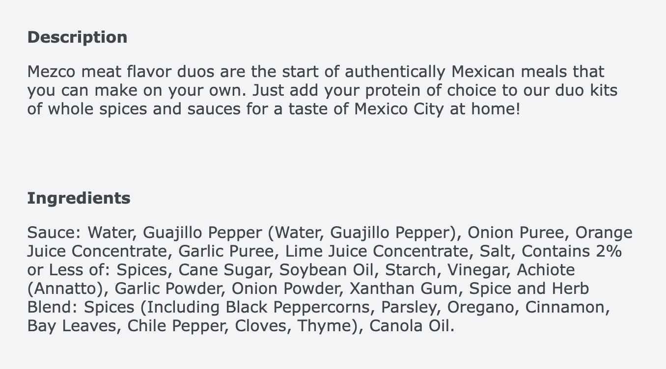 Mezco Carnitas Flavor Duo Sauce + Spice & Herb Blend