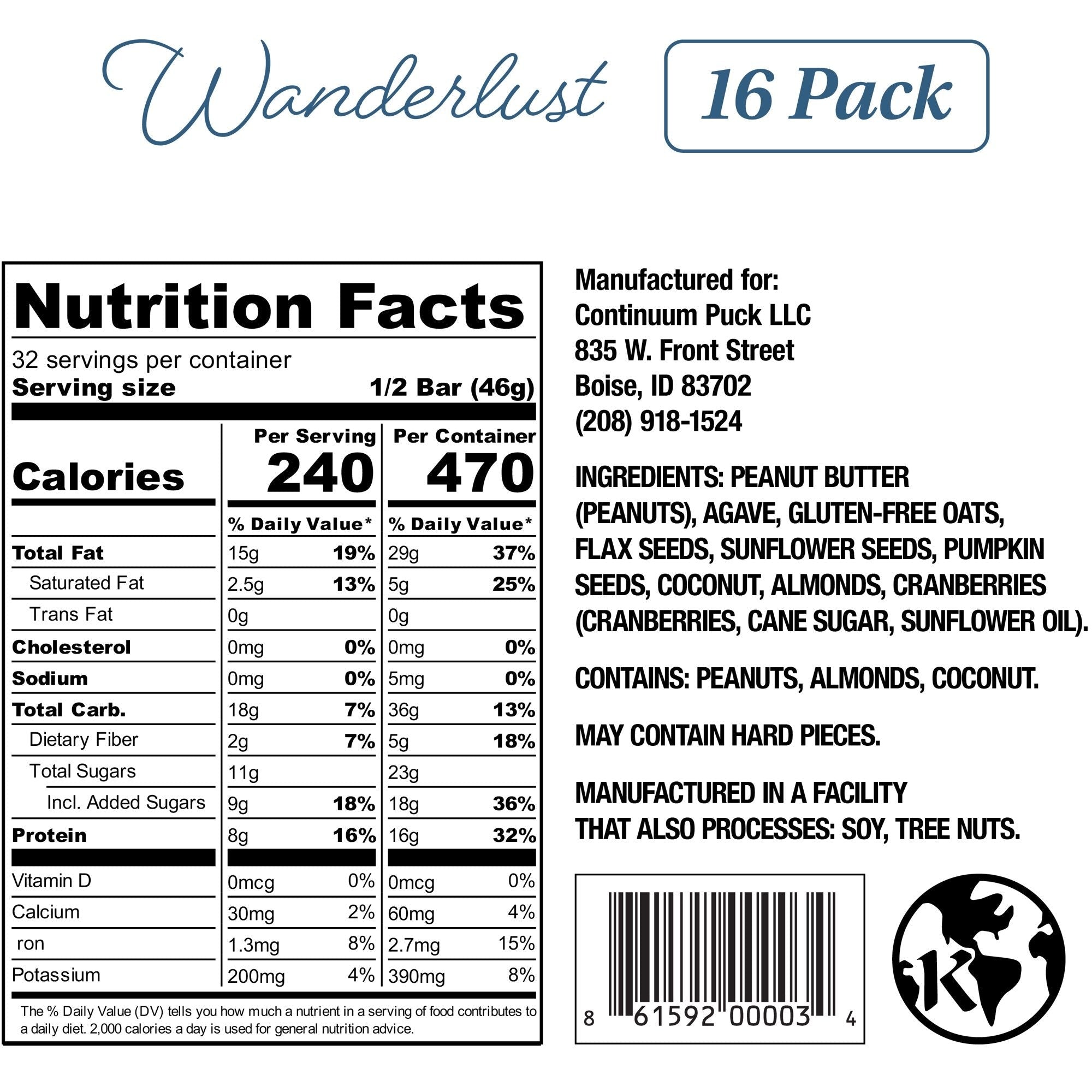 Peanut Butter Cranberry Bar (16 Pack)